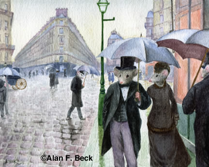 Paris Mice: Rainy Day art bt Alan F. Beck
