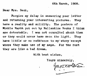 Letter from Tolkien